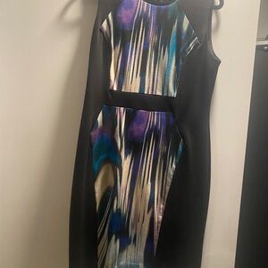 Calvin Klein Black Dress with Vibrant Pattern